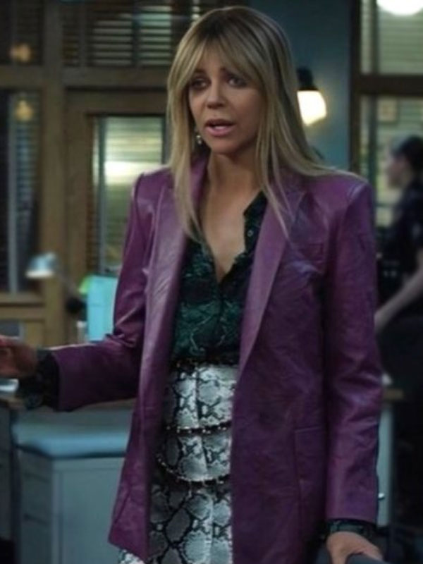 Kaitlin Olson 2024 High Potential Purple Leather Blazer