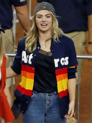 Kate Upton Astros Blue Rainbow Stripe Jacket