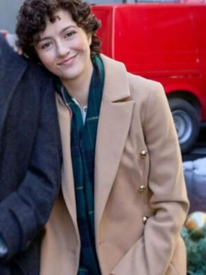 Katie Findlay 2024 The 5-Year Christmas Party Beige Coat