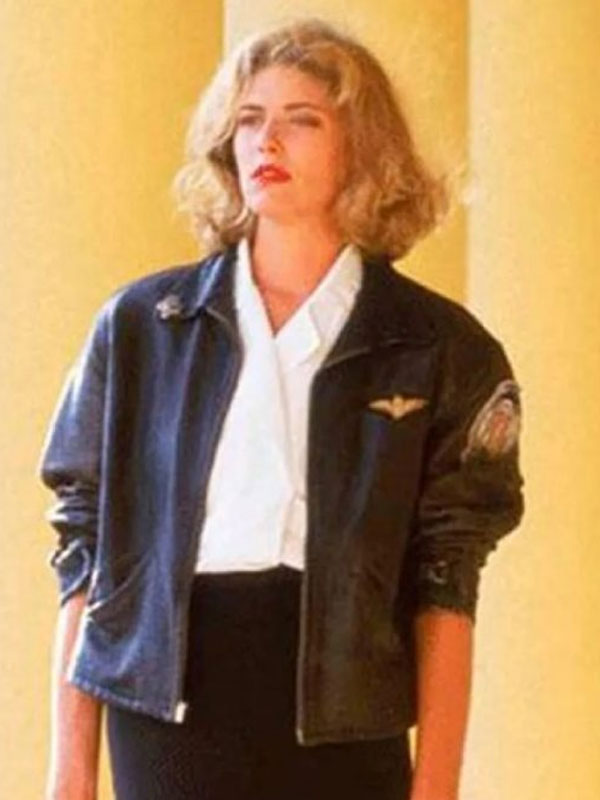 Kelly McGillis Top Gun Black Leather Jacket