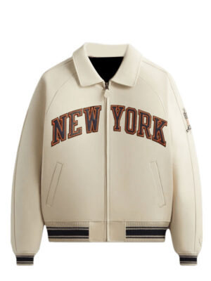 Kith & Avirex New York Knicks Icon Bomber Leather Jacket