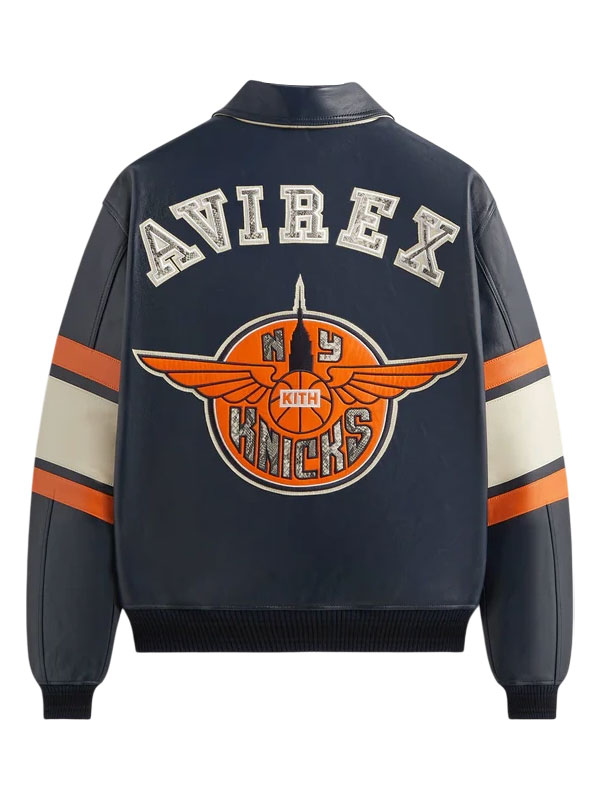 Kith & AVIREX New York Knicks Legend Bomber Leather Jacket
