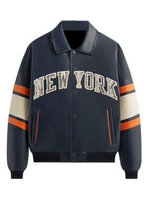 Kith & AVIREX New York Knicks Legend Bomber Leather Jacket
