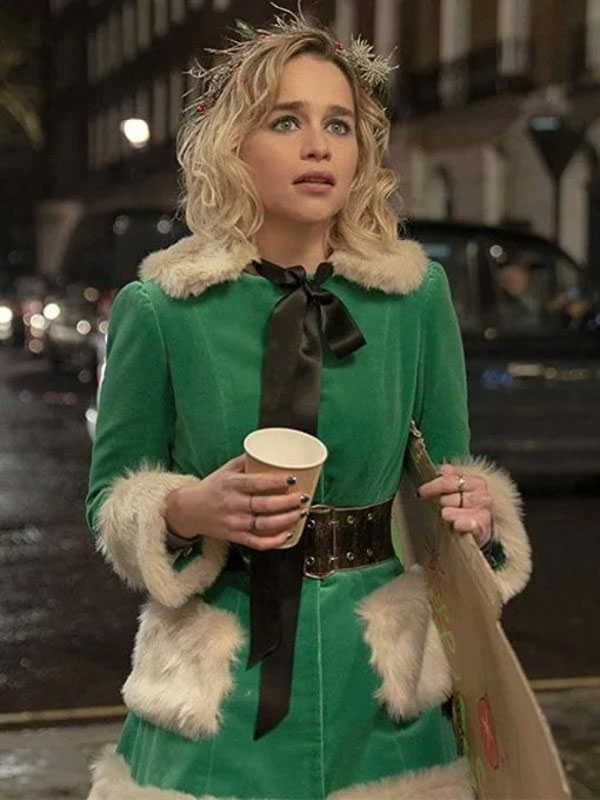 Last Christmas Emilia Clarke Green Shearling Jacket