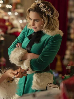 Last Christmas Emilia Clarke Green Shearling Jacket