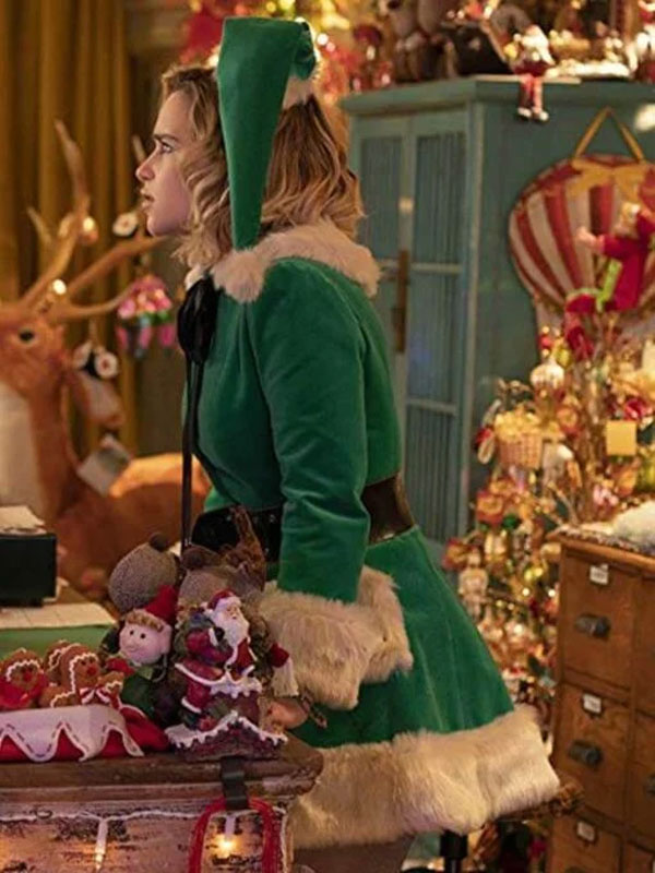 Last Christmas Emilia Clarke Green Shearling Jacket