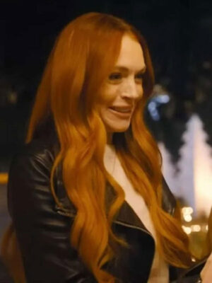 lindsay-lohan-2024-our-little-secret-black-leather-jacket-1