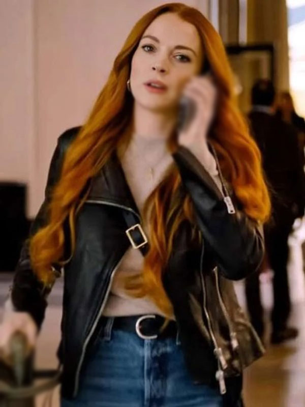 Lindsay Lohan 2024 Our Little Secret Black Leather Jacket
