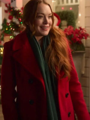 Lindsay Lohan Falling for Christmas Red Coat