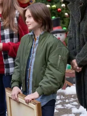 Logan Pierce Mystery on Mistletoe Lane Green Bomber Jacket