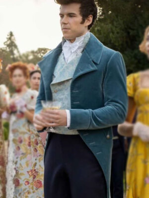 Luke Newton Bridgerton Blue Wool Tail coat