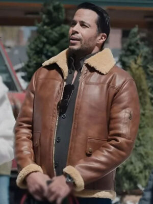 Matt Cedeño Best Christmas Ever Brown Leather Jacket