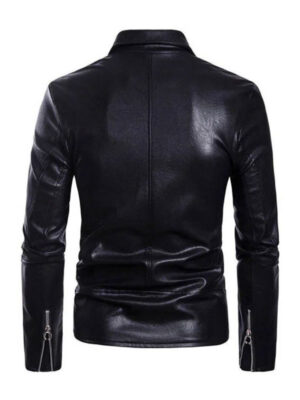 mens-black-motorcycle-lapel-collar-leather-jacket-1