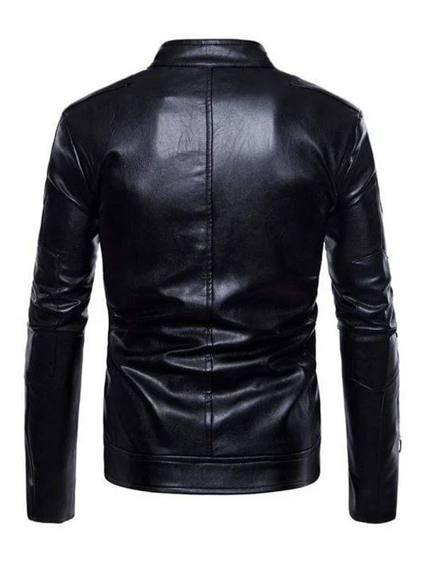 Men’s Fashion Motorcycle Black Leather Jacket