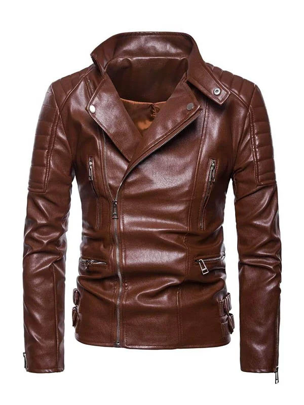 Men’s Motorcycle Classic Asymmetrical Leather Jacket