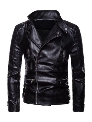Men’s Motorcycle Classic Asymmetrical Leather Jacket