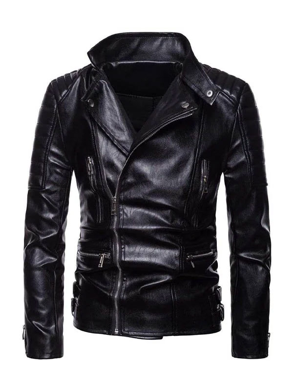 Men’s Motorcycle Classic Asymmetrical Leather Jacket
