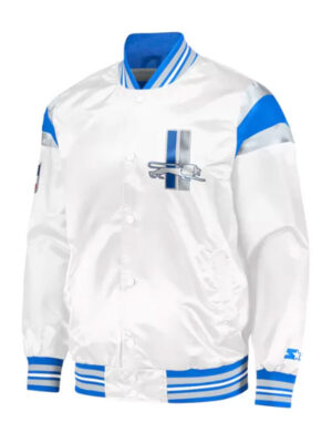 NFL Detroit Lions White Satin Varsity Jacket