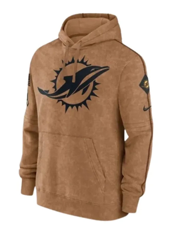 NFL Miami Dolphins Salute To Service Brown Pullover Hoodie