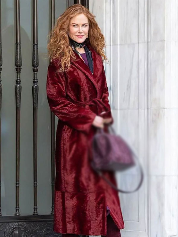 Nicole Kidman The Undoing Maroon Velvet Coat