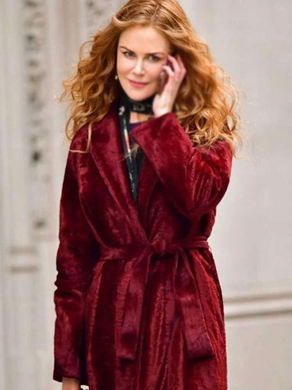 Nicole Kidman The Undoing Maroon Velvet Coat
