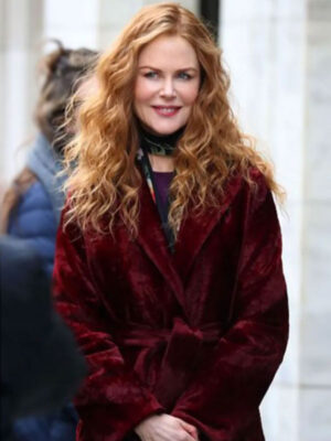 Nicole Kidman The Undoing Maroon Velvet Coat