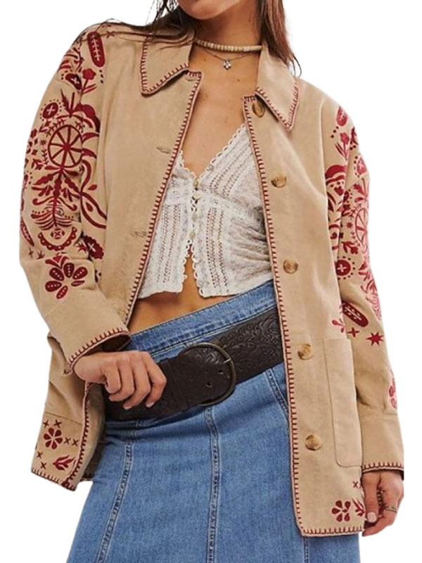 Only Murders in the Building Loretta Durkin Beige Embroidered Jacket