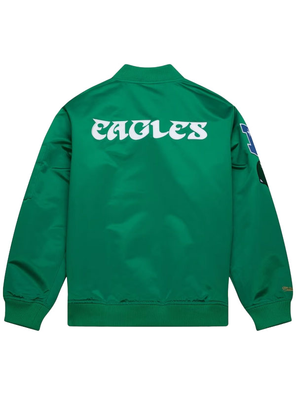 Philadelphia Eagles Kelly Green Satin Bomber Jacket