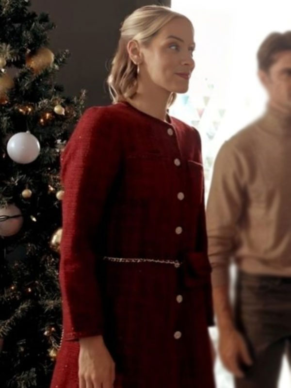Rachel Skarsten The Christmas Charade Red Dress Coat