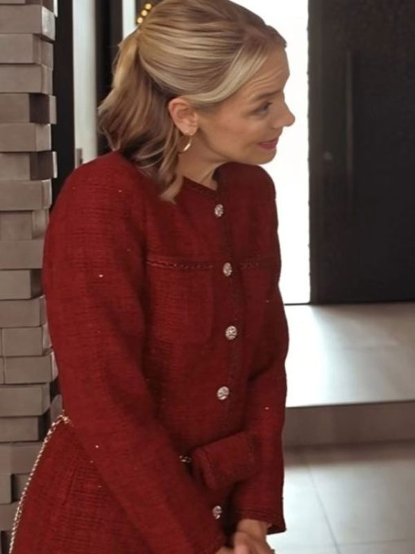 Rachel Skarsten The Christmas Charade Red Dress Coat