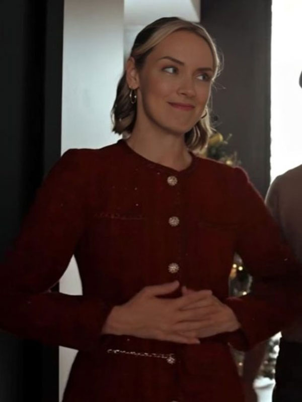 Rachel Skarsten The Christmas Charade Red Dress Coat
