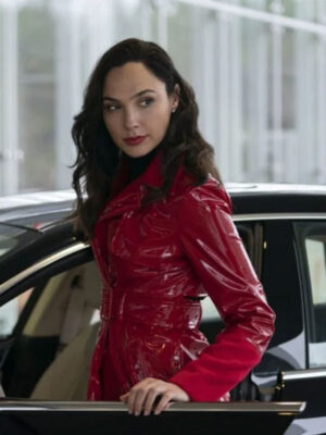 Red Notice Gal Gadot Red Leather Coat