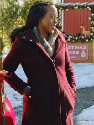 Rukiya Bernard Christmas In Evergreen Maroon Wool Coat