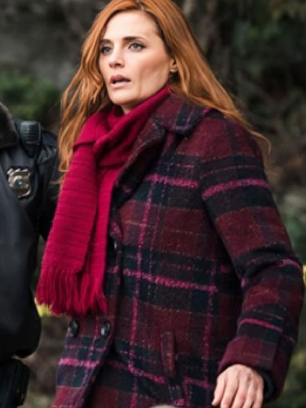Stana Katic Murder in a Small Town S01 Plaid Coat