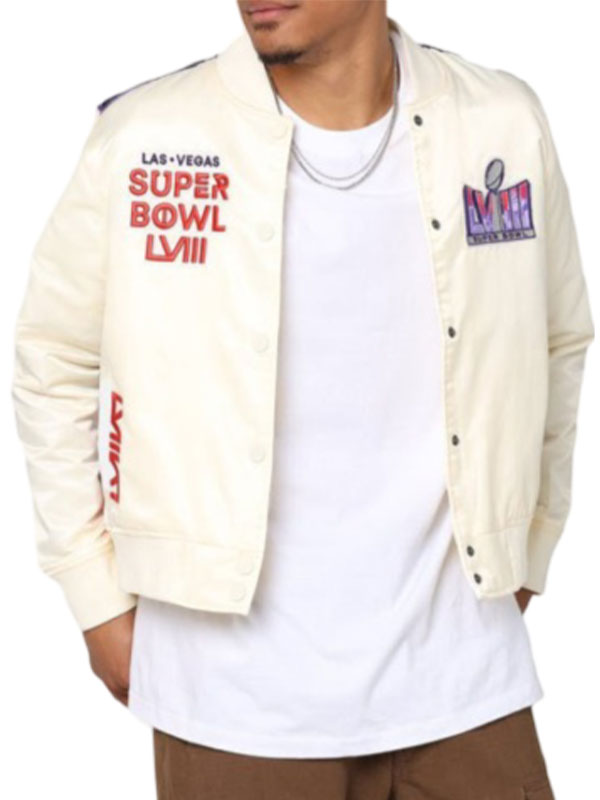 Super Bowl LVIII Beige Varsity Jacket