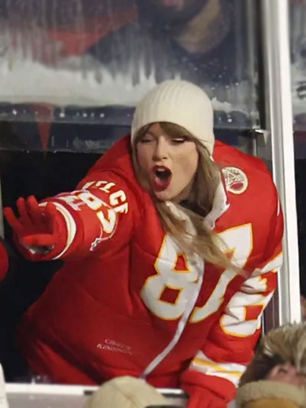 Taylor Swift 87 Travis Kelce Red Puffer Jacket