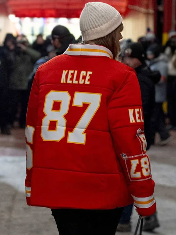Taylor Swift 87 Travis Kelce Red Puffer Jacket