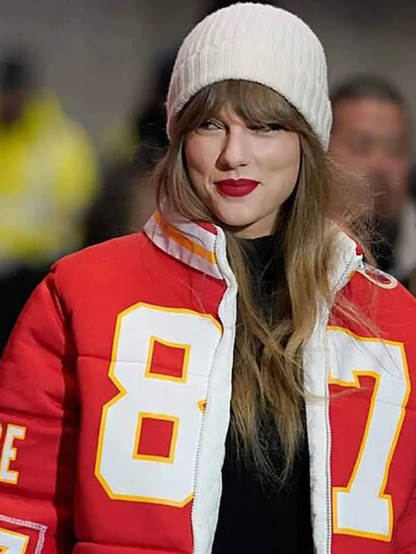 Taylor Swift 87 Travis Kelce Red Puffer Jacket