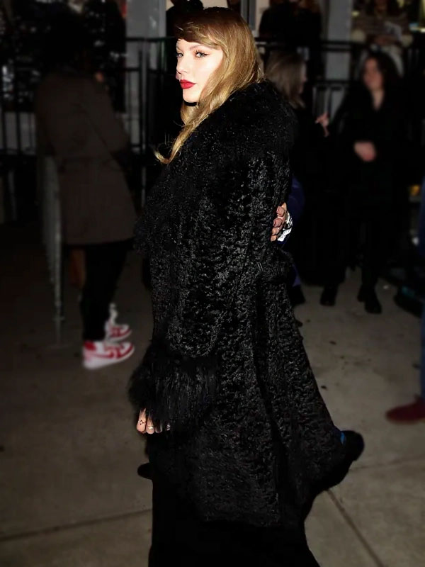 Taylor Swift Charlotte Simone Black Faux Fur Coat