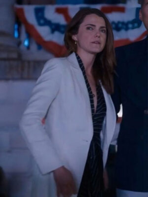 The Diplomat Keri Russell White Wool Coat