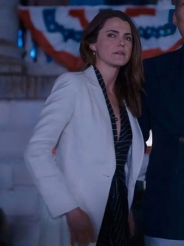 The Diplomat Keri Russell White Wool Coat