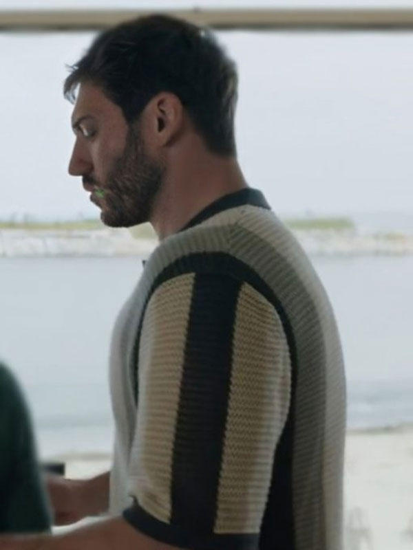 The Groomsmen Second Chances 2024 Tyler Hynes Striped Shirt