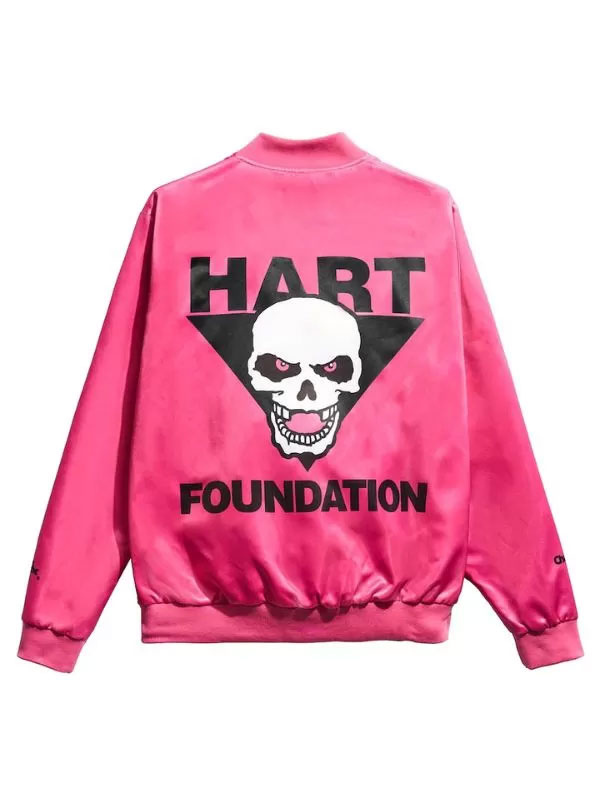 The Hart Foundation Pink Satin Varsity Jacket