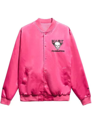 The Hart Foundation Pink Satin Varsity Jacket
