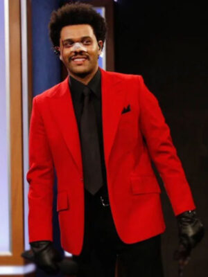 The Weeknd Blinding Lights Red Suiting Blazer