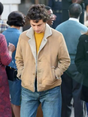 Timothée Chalamet A Complete Unknown Brown Shearling Jacket