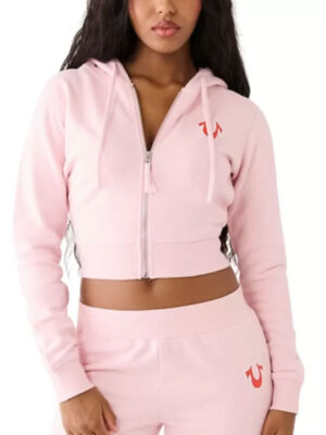 True Religion Big T Logo Oversized Cropped Hoodie