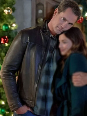 Victor Webster Mystery on Mistletoe Lane Black Leather Jacket