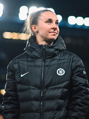 Women Chelsea F.C Black Puffer Hooded Jacket