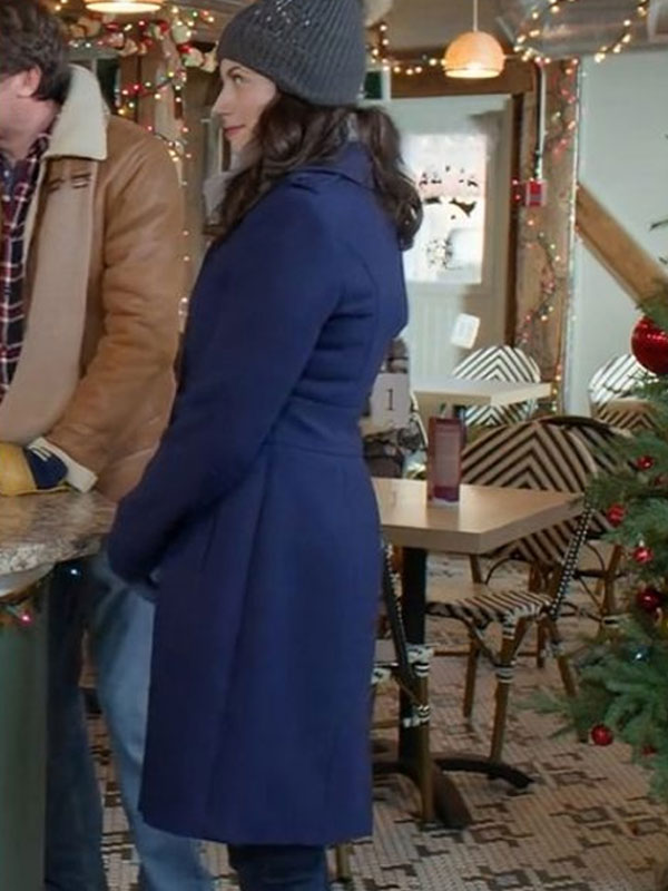 2024 Believe in Christmas Meghan Ory Blue Wool Coat